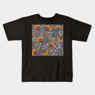 Folksy Flowers - Cherry blossoms and Marigold Kids T-Shirt